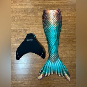 Fin Fun Mermaid Tail with Monofin - Adult Medium Teal And Bronze